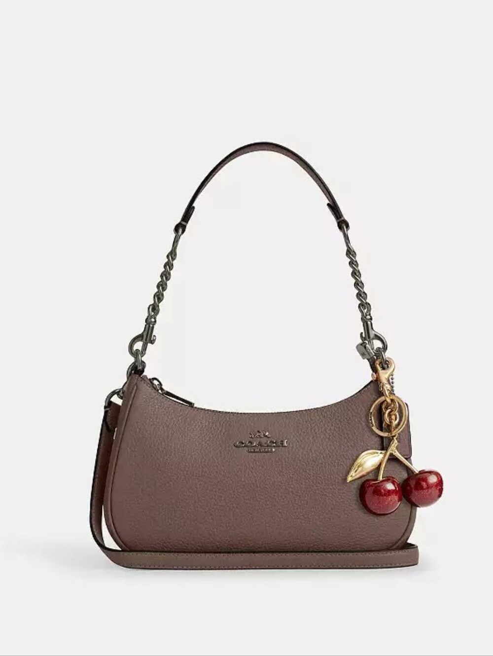 NWT! Beautiful Coach Teri Shoulder Bag In Dark Stone #CV934
